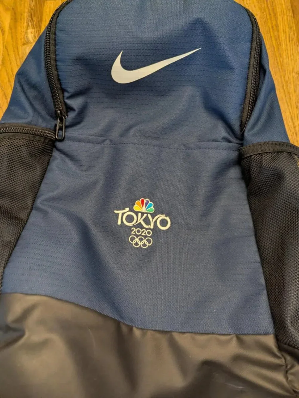NBC Tokyo Olympics Nike Backpack Black and Blue 3 Zipper Sections